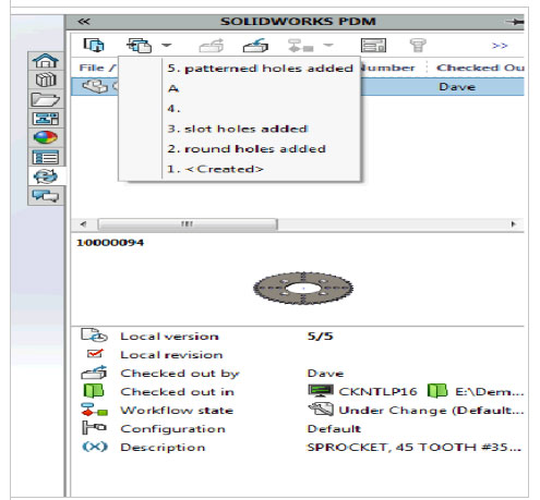 Different versions of a CAD file -SOLIDWORKS PDM 