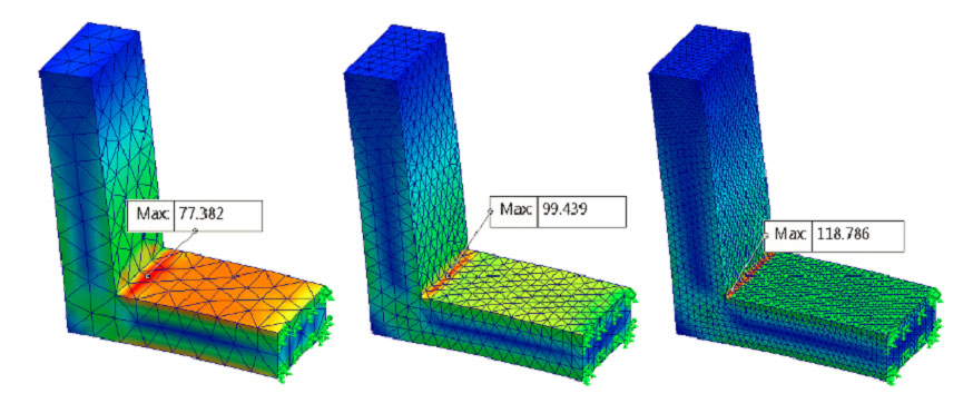 A stress singularity in SOLIDWORKS SIMULATION is a point of the mesh where the stress does not convergence towards a specific value. The more we refine the mesh