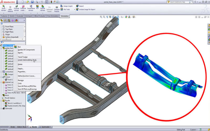 Submodeling Technique in SOLIDWORKS Simulation Analysis