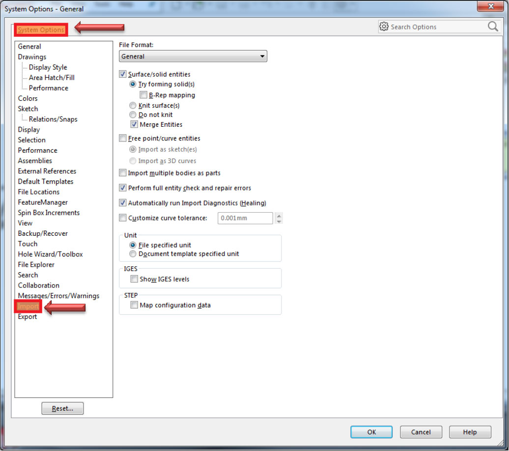 System Options for Interoperability options dialog box