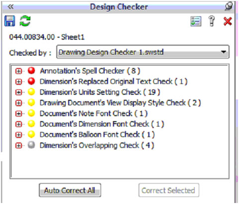 Design checker in SOLIDWORKS