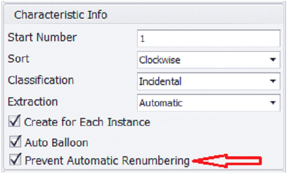 Preventing Automatic Renumbering of Ballooned Characteristics in SOLIDWORKS Inspection