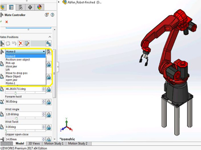 Import SOLIDWORKS Mate Controller Positions as motors in Motion