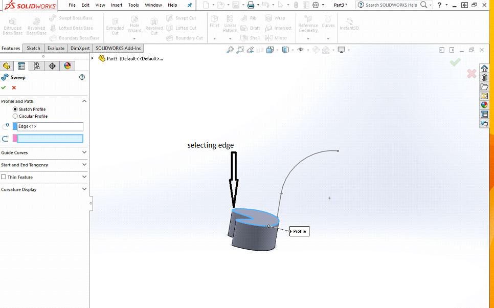 Swept command enhancement in SOLIDWORKS 2017