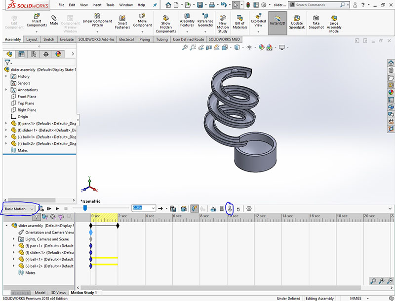 Motion Analysis option for motion study
