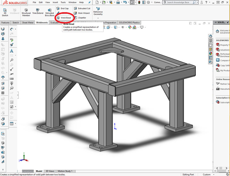 Adding Weld Beads in SOLIDWORKS