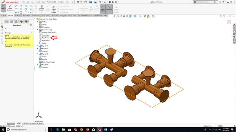 SOLIDWORKS Combine feature to create spacing