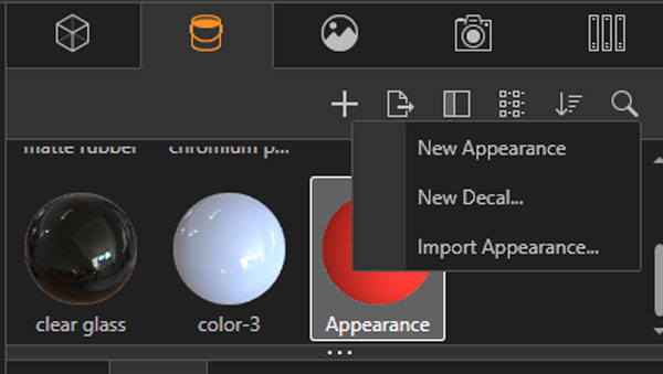 Appearance tab click Add + > New Appearance.