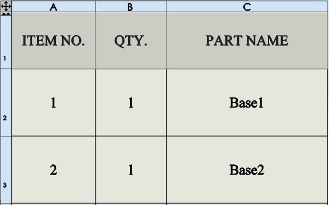 Changing Cell Border thickness in SOLIDWORKS