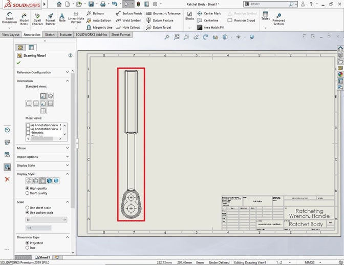Creating Removed Section views in SOLIDWORKS - Select view