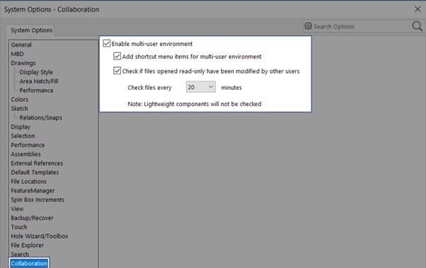 SOLIDWORKS Settings for multi user environment