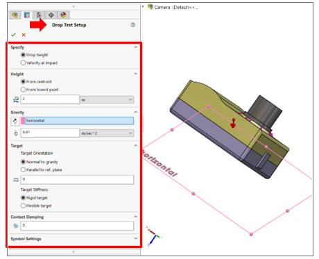 Drop test analysis in SOLIDWORKS