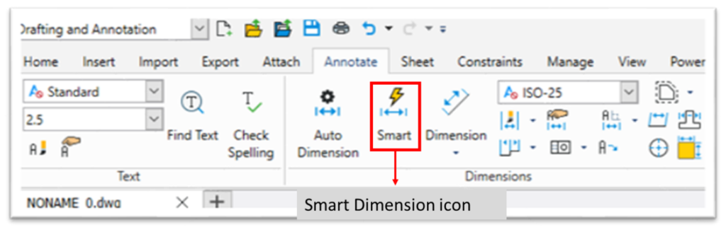 Smart dimension in DraftSight