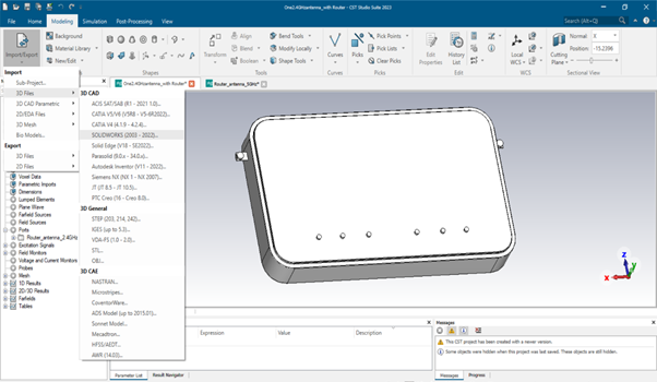 Import CAD Model to CST Studio Suite