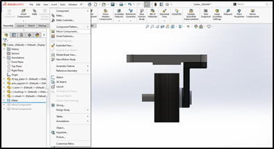 Mirror Components command available in the Insert tab found in the Main Menu under Pattern/Mirror.