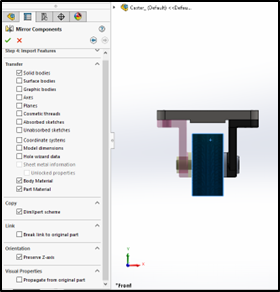 mirror the components in SOLIDWORKS