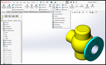 Mirror command can find in Features tab under the drop down available in the Linear Pattern command.