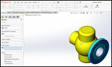 Mirroring the features within the same part: