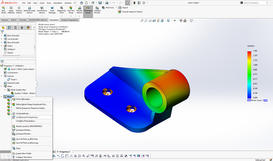 find Resonance Frequencies in SOLIDWORKS Simulation