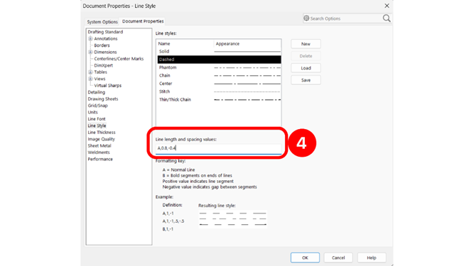 Line length and spacing in solidworks