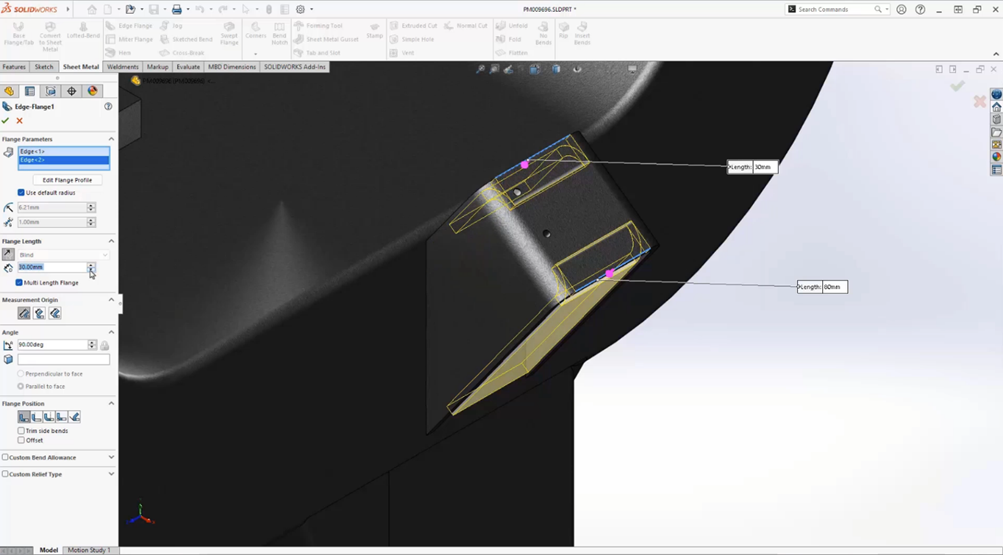 Multi-Length Edge Flange Feature SOLIDWORKS 2025 Sheet Metal