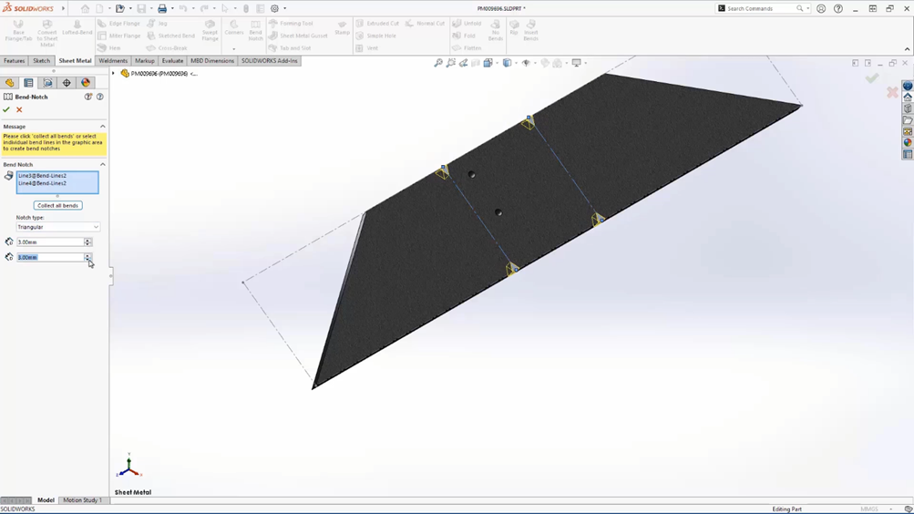 SOLIDWORKS Bend Notches Feature