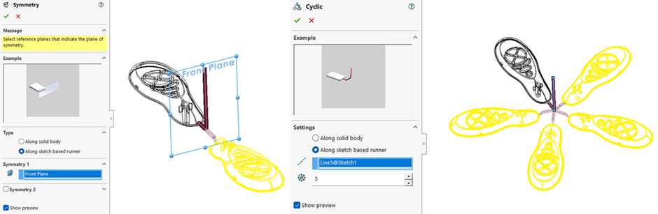 Reduce process time while simulating family/multi-cavity molds using Cyclic or Symmetry condition