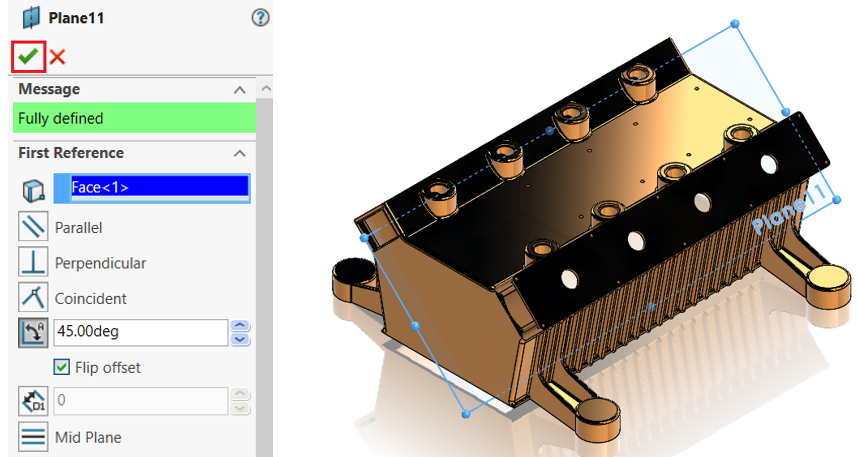 Creating a Reference plane at an angle in SOLIDWORKS