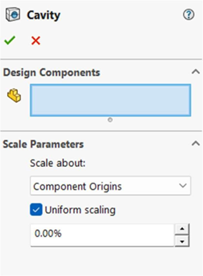 Insert ---> Features ---> Cavity in SOLIDWORKS