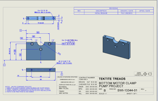 Bottom motor clamp SOLIDWORKS Drawing File