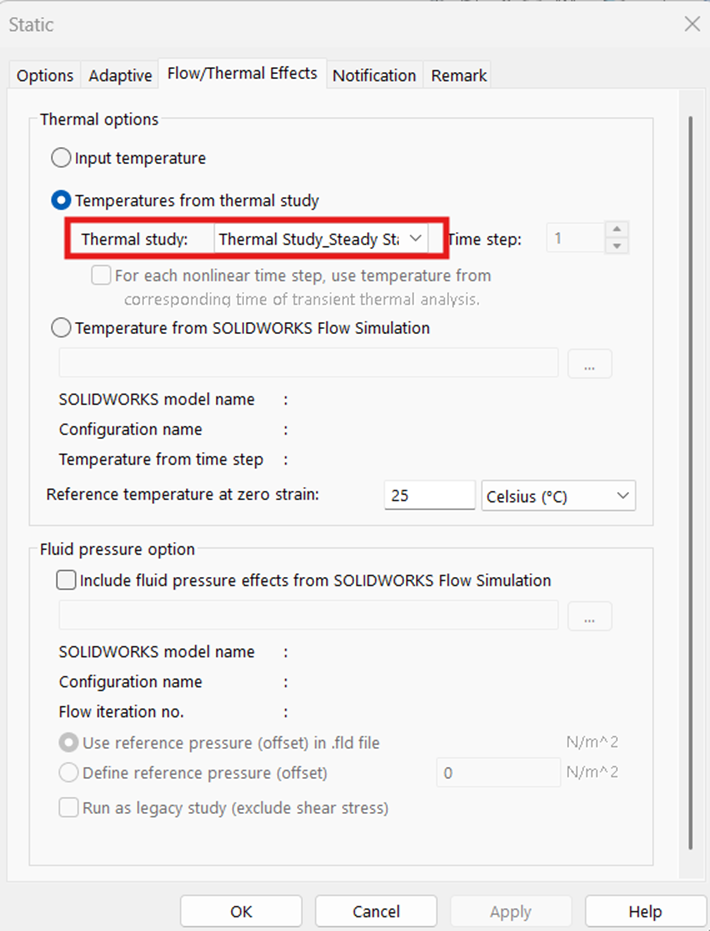 Importing Static Steady Step results into Static Setup