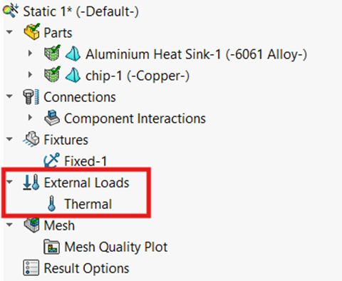 External Load Condition Field in Static Setup