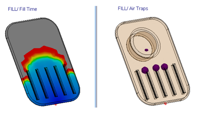 the image shows a short shot on the left and predicted air traps on the right.