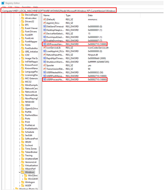 Repeat the same changes in the 32-bit Registry path (for 64-bit systems)