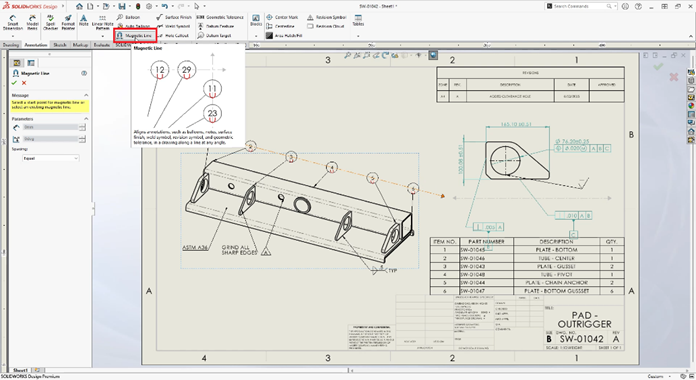 Magnetic line option from the command manager