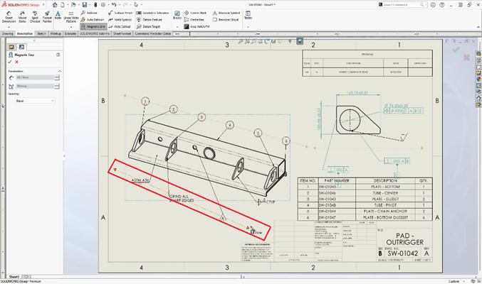 Drag and drop the magnetic line over the text, symbols etc.