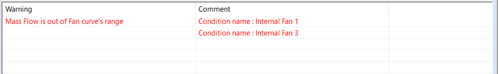 Mass Flow is out of Fan curve's range