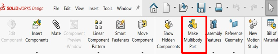 Exploring the option of converting an Assembly into multibody part in SOLIDWORKS Assemblies