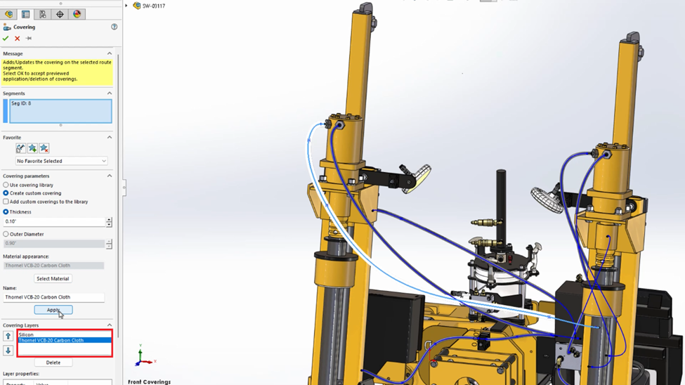 What’s New in SOLIDWORKS 2026 – Routing: Layer Covering, Save & Reuse Covering Favorites