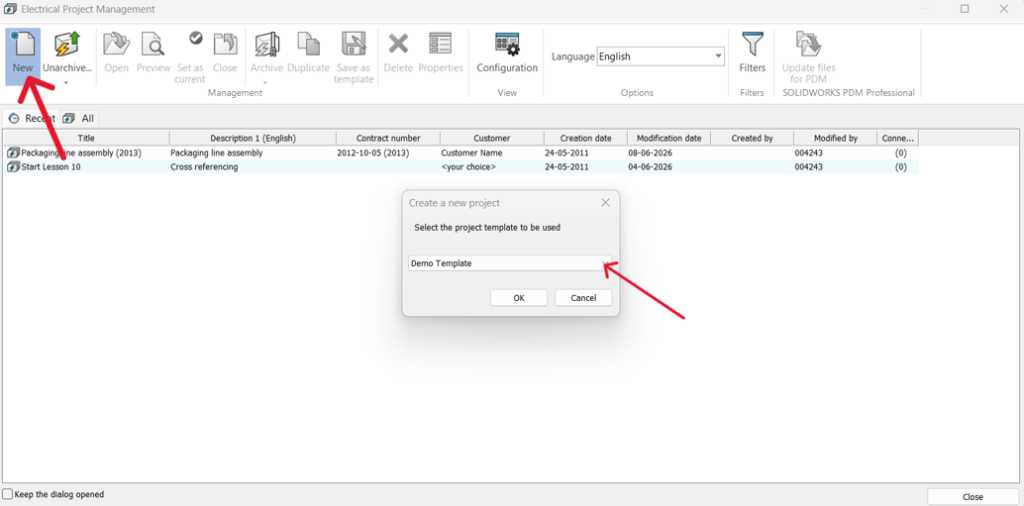 Step 1: Begin a New Project Using the Existing Template
