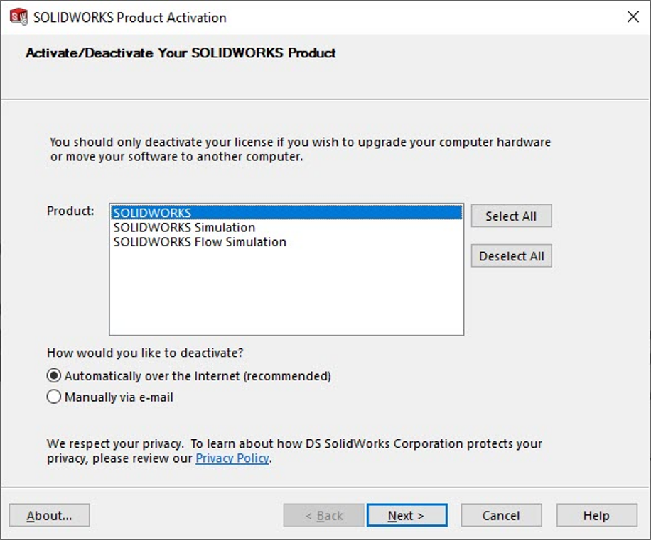 SOLIDWORKS Standalone License Deactivation and Activation